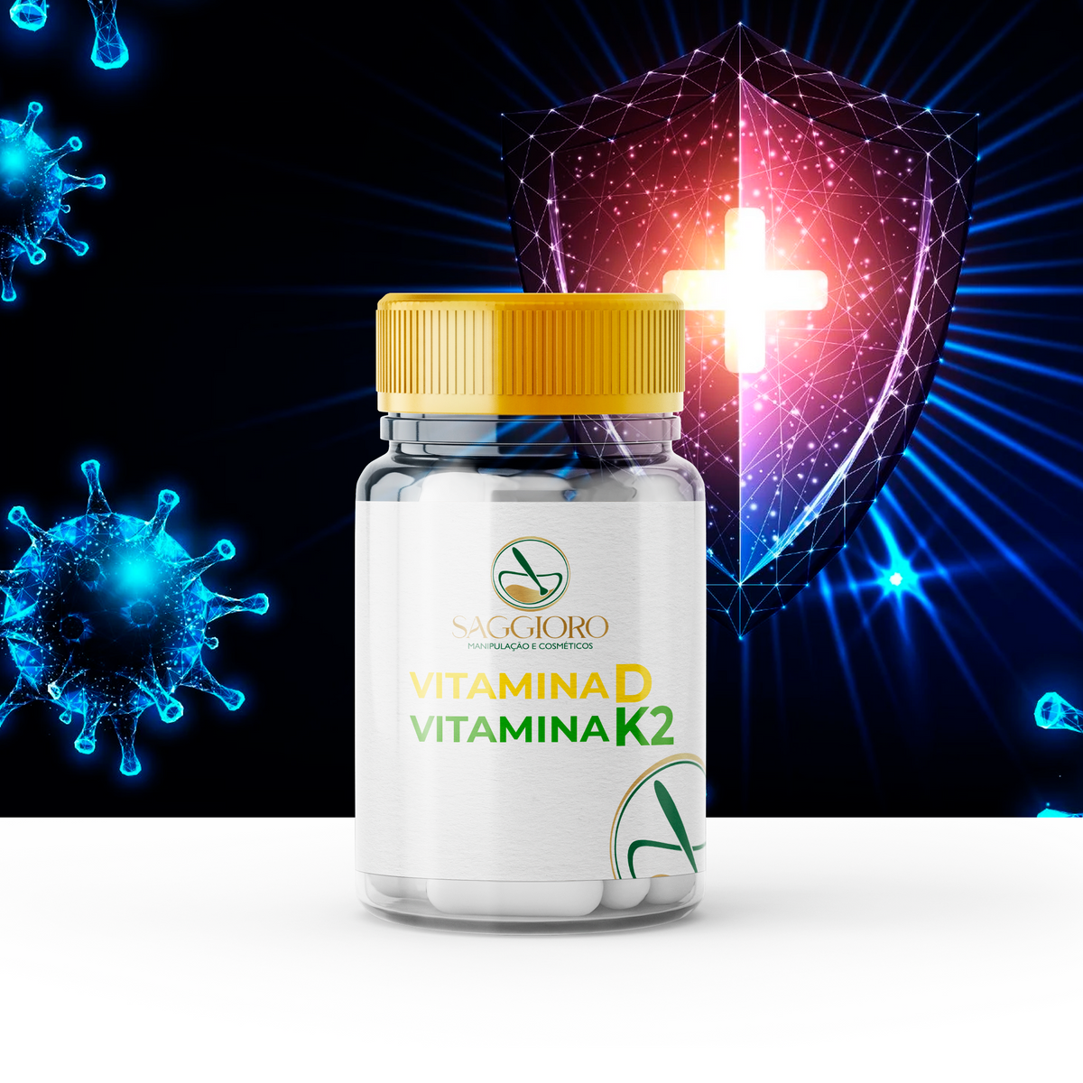 Vitamina D3 5.000 UI + K2 MK-7 65mcg - 30 Cápsulas | Saggioro